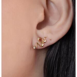 Sterling Silver Snake Stud Earrings: Gold-Plated Serpent Jewelry